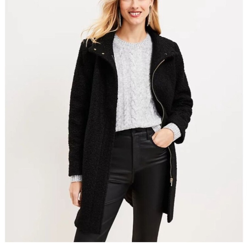 Loft - Curly Funnel Neck Coat - NWOT